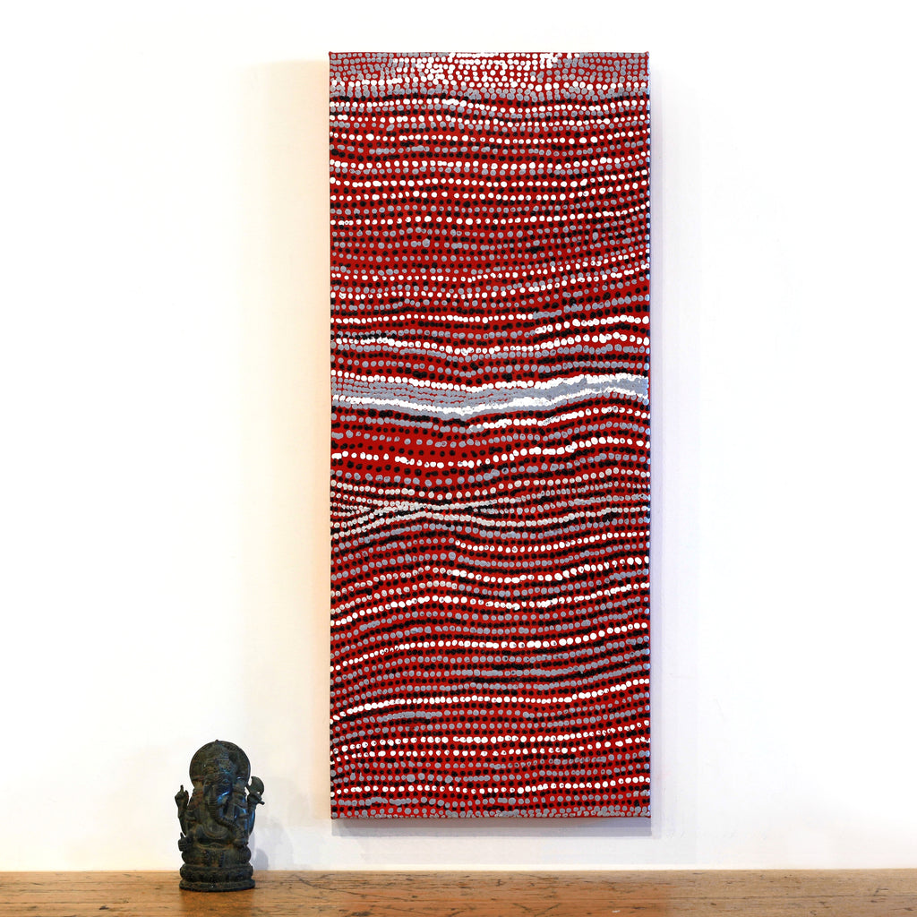 Aboriginal Artwork by Mavis Nampitjinpa Marks, Kalipinpa Water Dreaming, 96x40cm