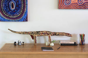 Aboriginal Artwork by Tjanpi Tinka (goanna) sculpture, Janet Forbes, Papulankutja - ART ARK®