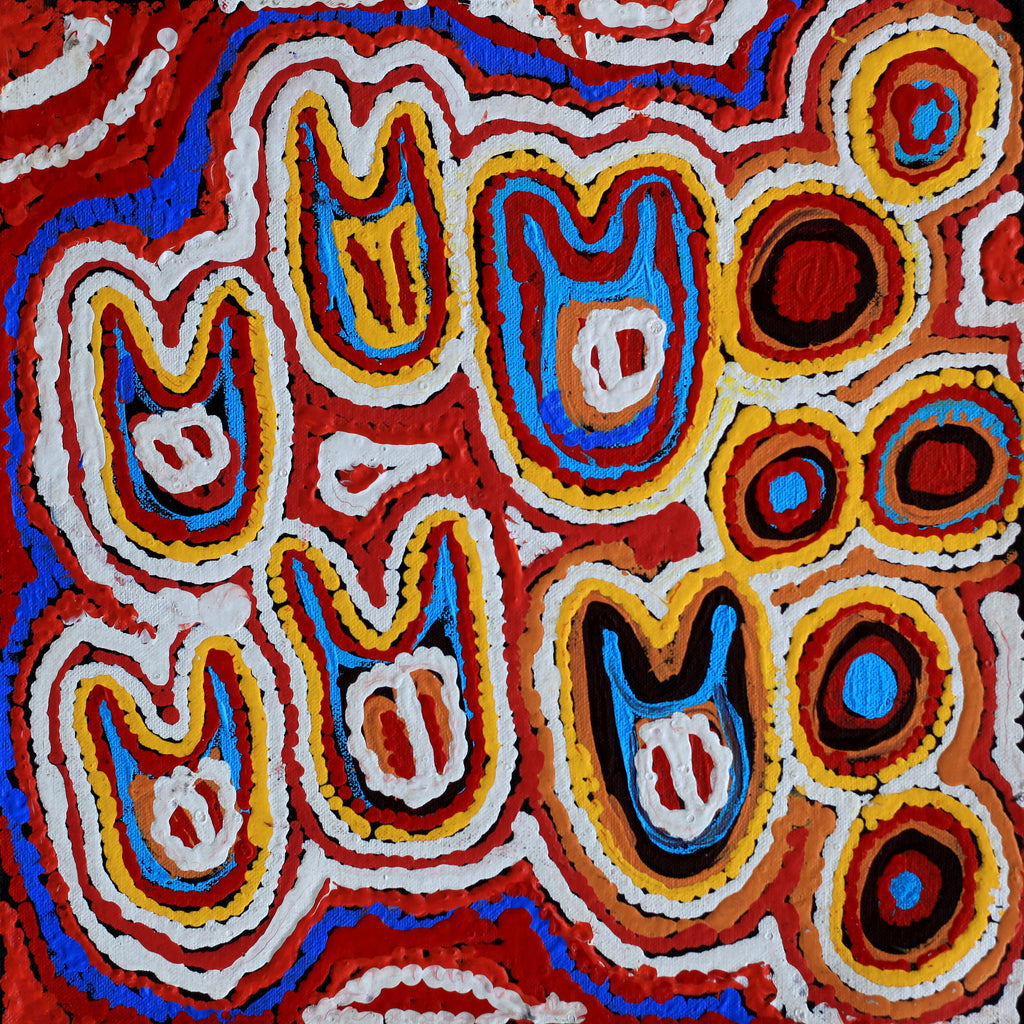Aboriginal Art by Zadia Napangardi Micheals, Majardi Jukurrpa - Mina Mina, 30x30cm - ART ARK®