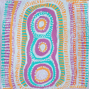 Aboriginal Artwork by Rosie Nangala Flemming, Ngapa Jukurrpa -  Mikanji 30x30cm - ART ARK®