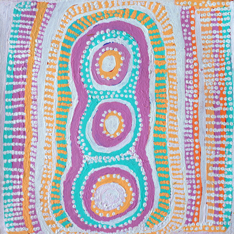 Aboriginal Artwork by Rosie Nangala Flemming, Ngapa Jukurrpa - Mikanji 30x30cm
