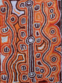 Aboriginal Artwork by Bessie Nakamarra Sims, Janganpa Jukurrpa, 61x46cm