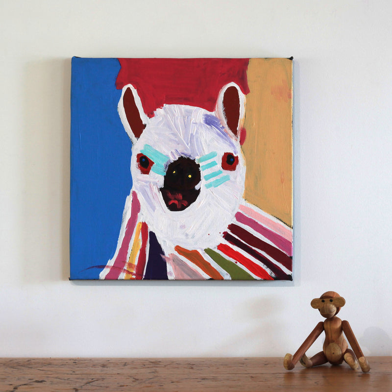 Aboriginal Artwork by Karen Napaljarri Barnes, Jarntu kuja kalu nyinami Yurntumu-rla, 46x46cm