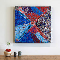 Aboriginal Artwork by Helen Nampijinpa Robertson, Ngapa Jukurrpa - Puyurru, 46x46cm