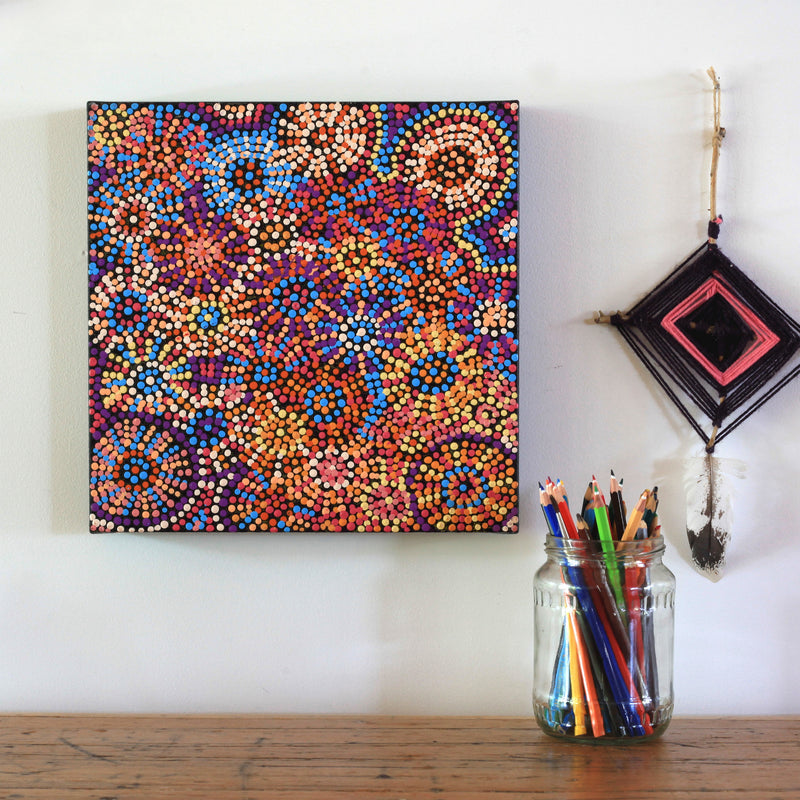 Aboriginal Artwork by Tina Napangardi Martin, Ngapa Jukurrpa - Puyurru, 30x30cm