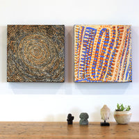 Aboriginal Artwork by Rosie Nangala Flemming, Ngapa Jukurrpa - Mikanji 30x30cm