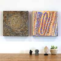 Aboriginal Artwork by Sarah Napurrurla Leo, Ngapa Jukurrpa (Water Dreaming), 30x30cm