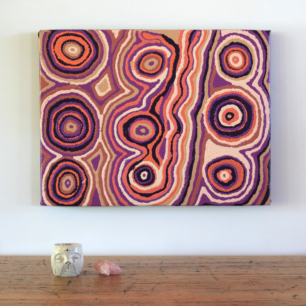 Aboriginal Artwork by Nancy Napanangka Gibson, Mina Mina Jukurrpa, 61x46cm