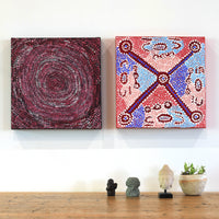 Aboriginal Artwork by Sarah Napurrurla Leo, Ngapa Jukurrpa (Water Dreaming), 30x30cm