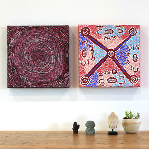 Aboriginal Artwork by Helen Nampijinpa Robertson, Ngapa Jukurrpa -  Puyurru, 30x30cm - ART ARK®