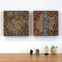 Aboriginal Artwork by Jamie Lee Nampijinpa Brown, Ngapa Jukurrpa (Water Dreaming) - Mikanji, 30x30cm