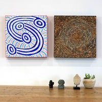 Aboriginal Artwork by Sarah Napurrurla Leo, Ngapa Jukurrpa (Water Dreaming), 30x30cm