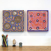 Aboriginal Artwork by Jenny Nangala Watson, Ngapa Jukurrpa (Water Dreaming) - Puyurru, 30x30cm