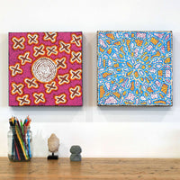 Aboriginal Artwork by Alfreda Nungarrayi Martin, Ngatijirri Jukurrpa (Budgerigar Dreaming), 30x30cm