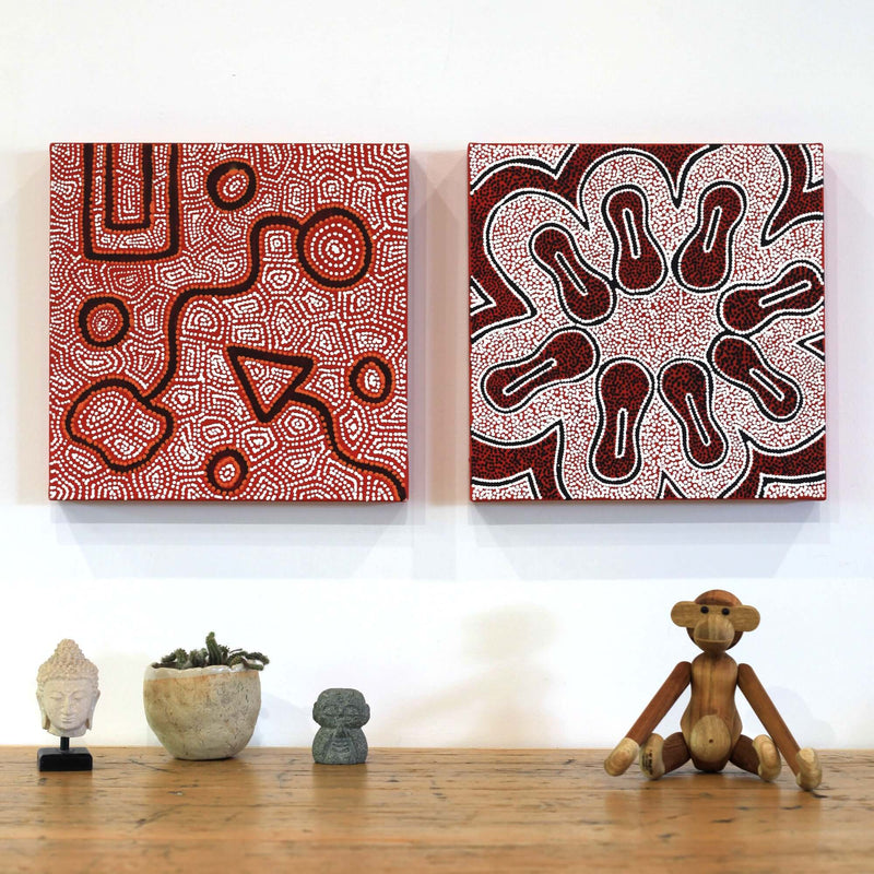 Aboriginal Artwork by Antoinette Napanangka Brown, Mina Mina Jukurrpa (Mina Mina Dreaming) - Ngalyipi, 30x30cm