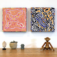 Aboriginal Artwork by Leanne Nungarrayi Jurrah, Yankirri Jukurrpa (Emu Dreaming) - Ngarlikurlangu, 30x30cm