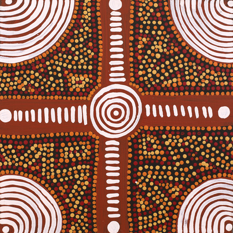 Aboriginal Artwork by Ingrid Napangardi Williams, Ngalyipi Jukurrpa (Snake Vine Dreaming) - Purturlu, 30x30cm