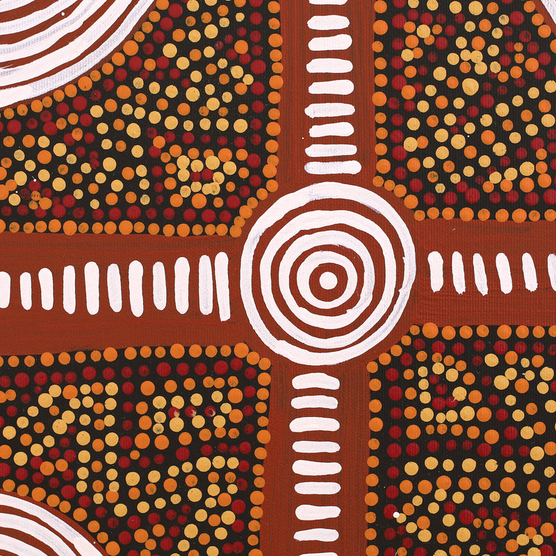 Aboriginal Artwork by Ingrid Napangardi Williams, Ngalyipi Jukurrpa (Snake Vine Dreaming) - Purturlu, 30x30cm
