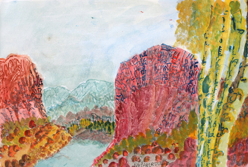 Aboriginal Artwork by Ivy Pareroultja, Untitled, 39.5x26.5cm