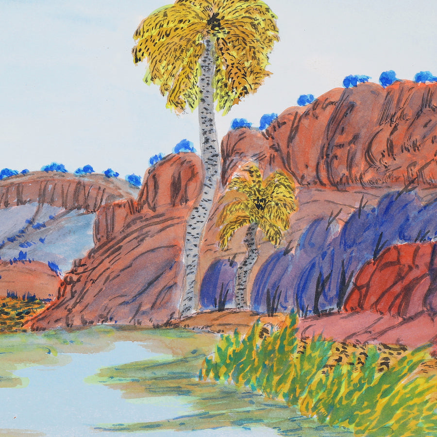 Aboriginal Artwork by Ivy Pareroultja, Palm Valley, 54x23.5cm