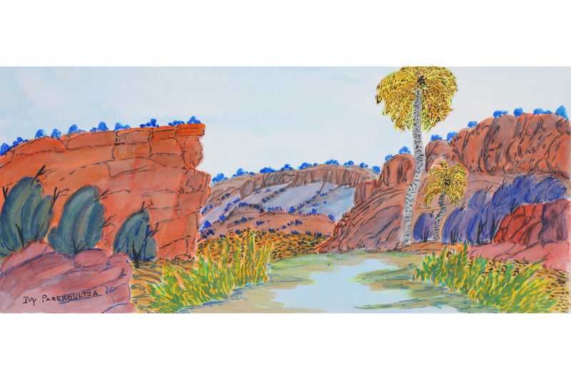 Aboriginal Artwork by Ivy Pareroultja, Palm Valley, 54x23.5cm