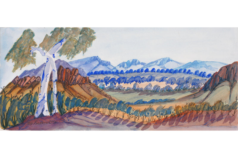 Aboriginal Artwork by Ivy Pareroultja, West MacDonnell Ranges - near Mt Sonder, 54x23.5cm