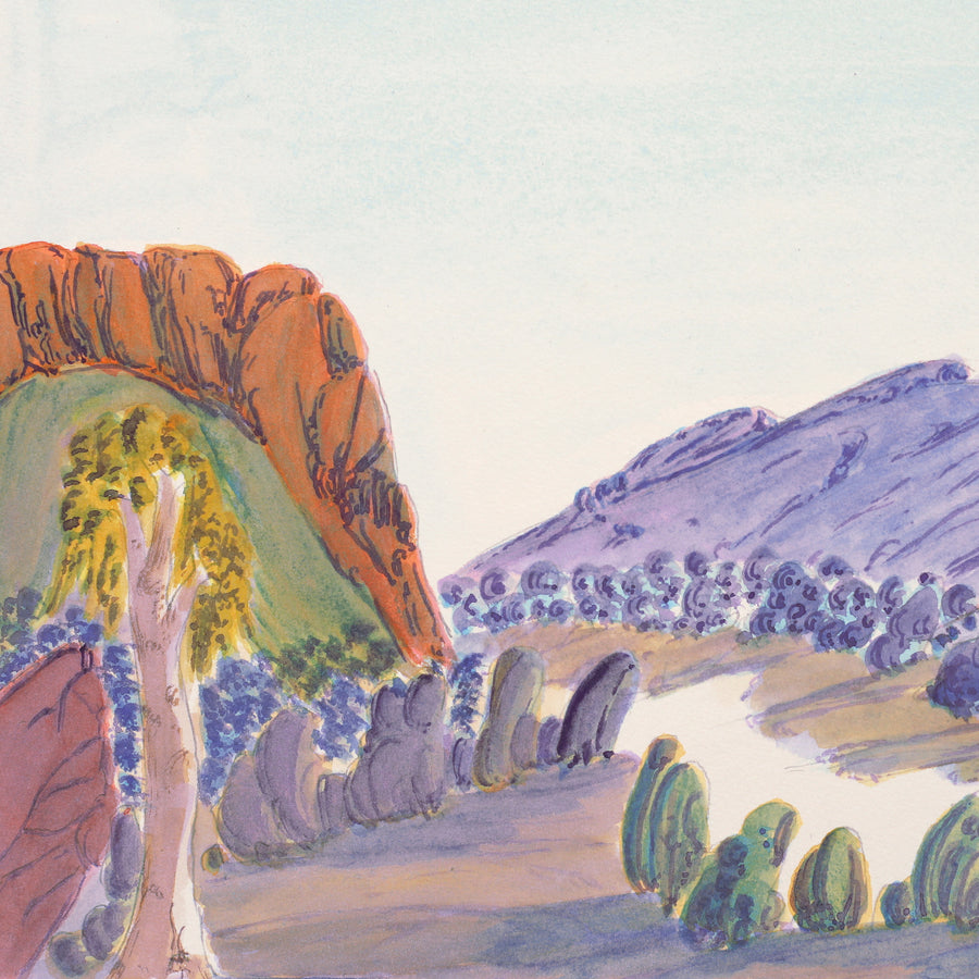 Aboriginal Artwork by Ivy Pareroultja, West MacDonnell Ranges, 36x26cm