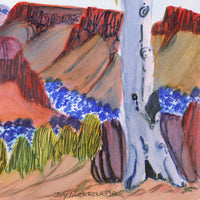 Aboriginal Artwork by Ivy Pareroultja, On the way to Glen Helen, 36x26cm