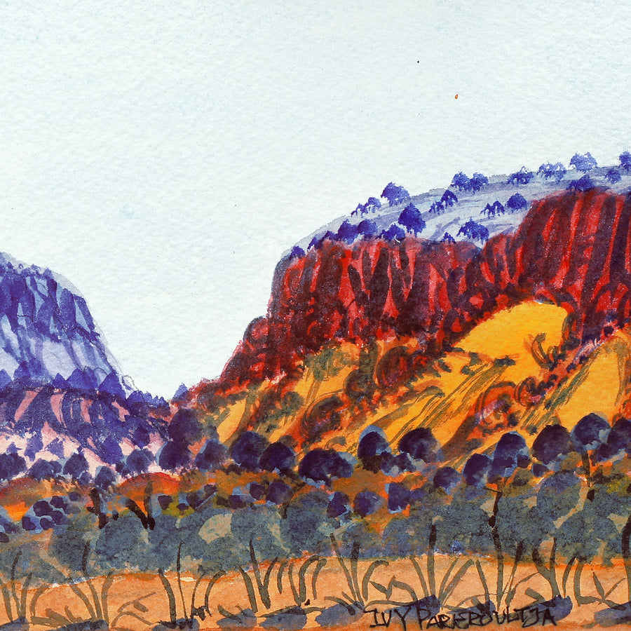 Aboriginal Artwork by Ivy Pareroultja, North-side of Petermann Ranges, 54x17.5cm
