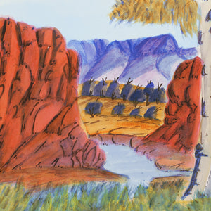 Aboriginal Artwork by Ivy Pareroultja, Glen Helen - West MacDonnell Ranges, 36x26cm - ART ARK®