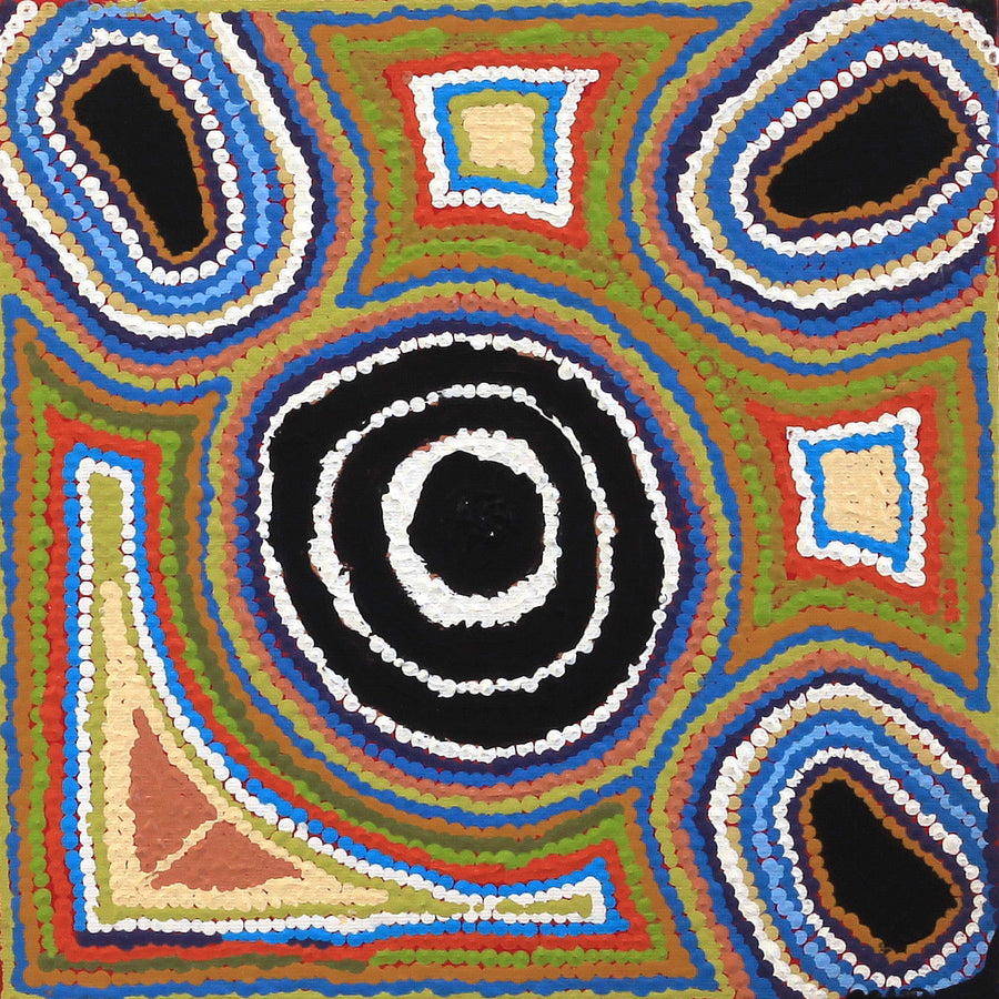 Aboriginal Artwork by Ivy Napangardi Poulson, Pikilyi Jukurrpa, 30x30cm