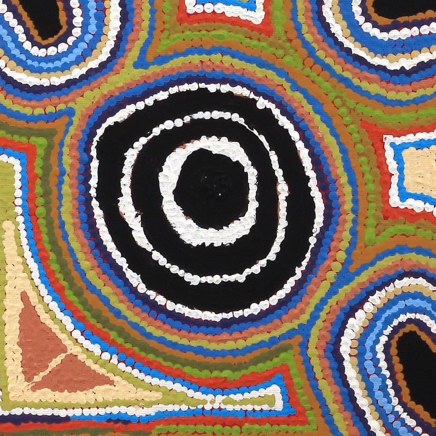 Aboriginal Artwork by Ivy Napangardi Poulson, Pikilyi Jukurrpa, 30x30cm
