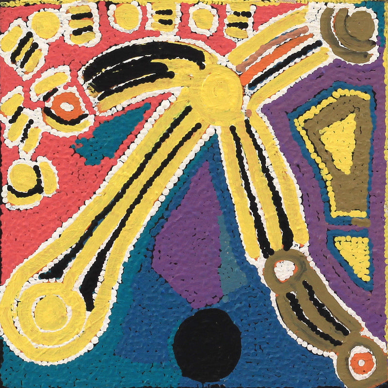 Aboriginal Artwork by Ivy Napangardi Poulson, Pikilyi Jukurrpa, 30x30cm
