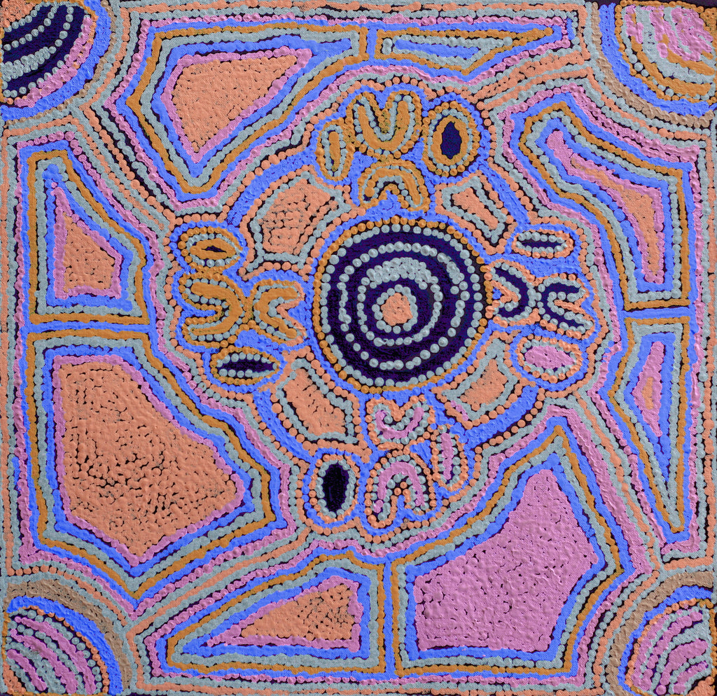 Aboriginal Artwork by Ivy Napangardi Poulson, Karnta Jukurrpa (Women's Dreaming)  -  Pikilyi, 46x46cm - ART ARK®