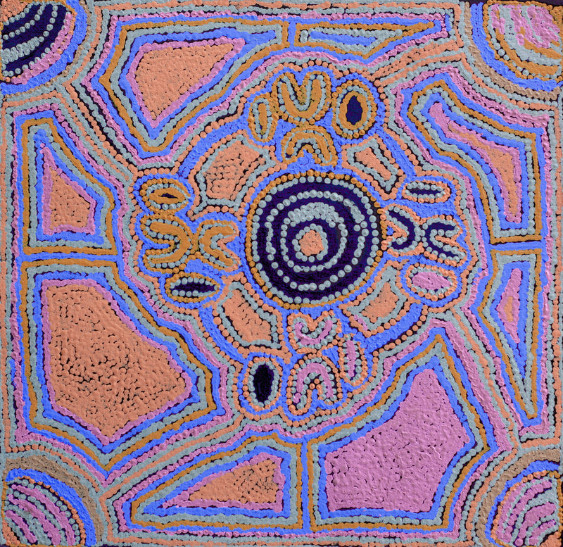 Aboriginal Artwork by Ivy Napangardi Poulson, Karnta Jukurrpa (Women's Dreaming) - Pikilyi, 46x46cm