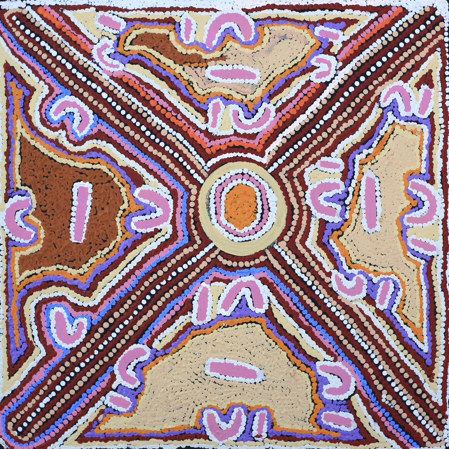 Aboriginal Artwork by Ivy Napangardi Poulson, Pikilyi Jukurrpa, 46x46cm