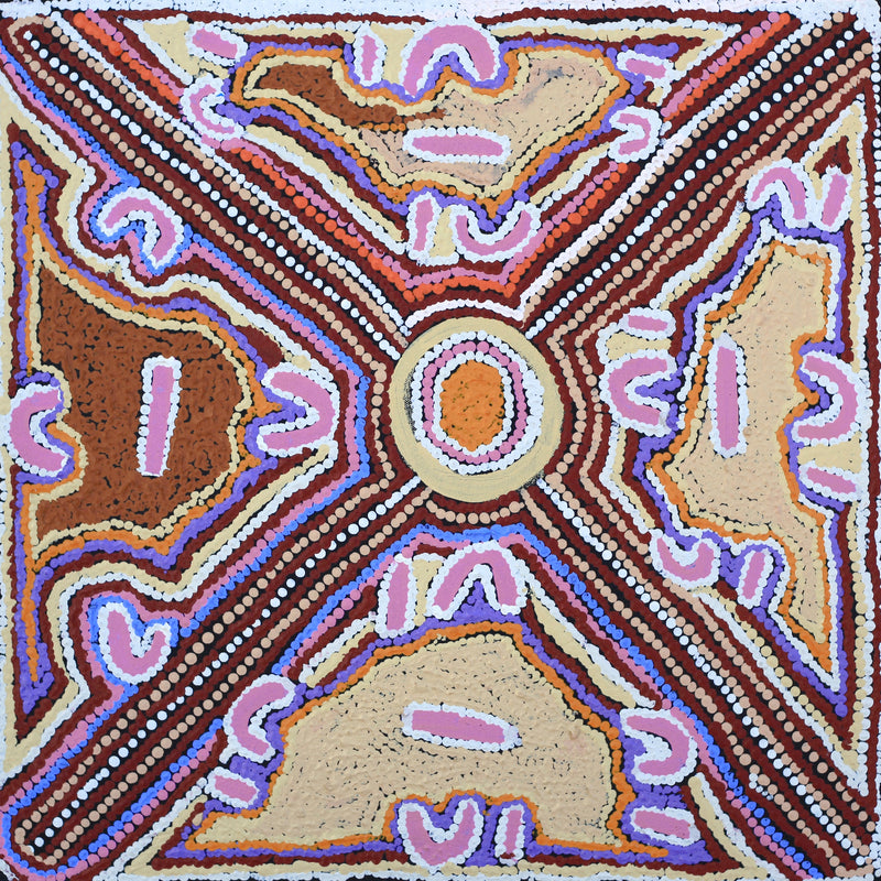 Aboriginal Artwork by Ivy Napangardi Poulson, Pikilyi Jukurrpa, 46x46cm