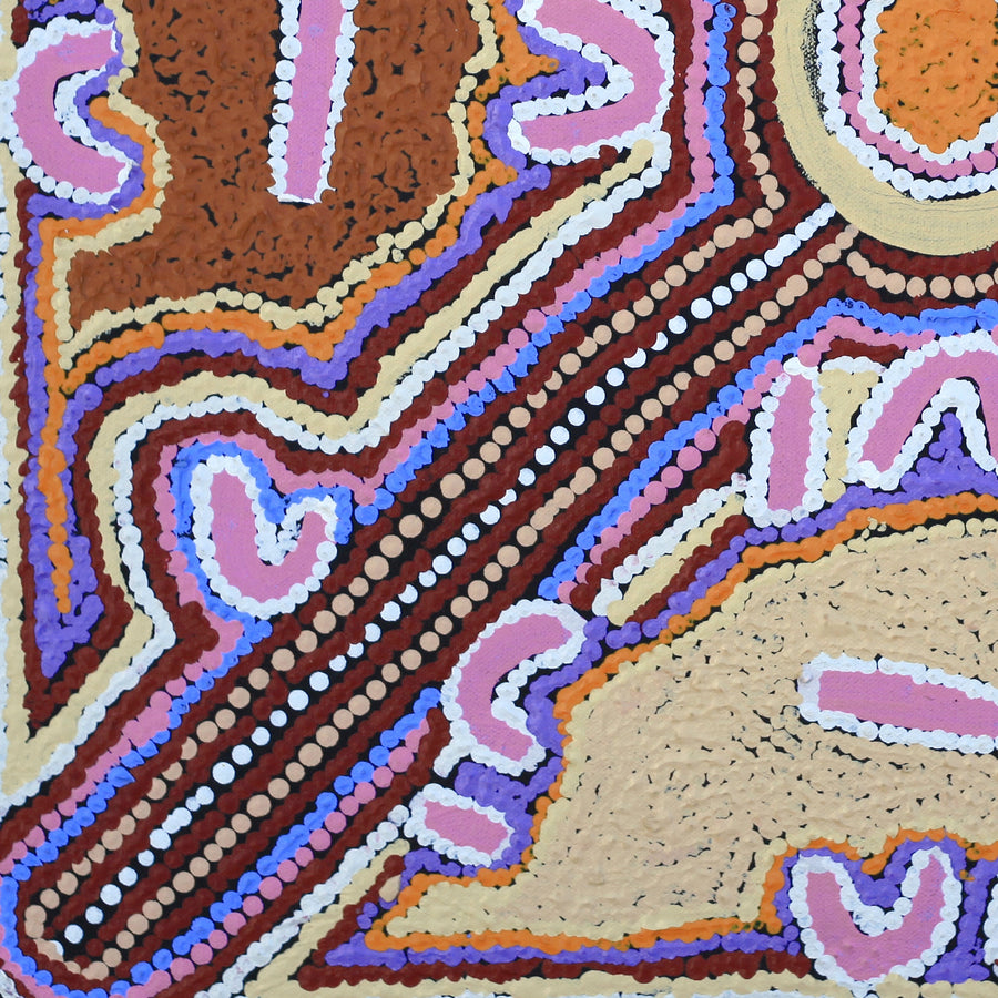 Aboriginal Artwork by Ivy Napangardi Poulson, Pikilyi Jukurrpa, 46x46cm