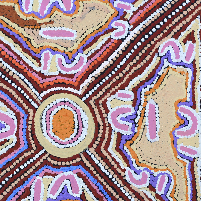 Aboriginal Artwork by Ivy Napangardi Poulson, Pikilyi Jukurrpa, 46x46cm