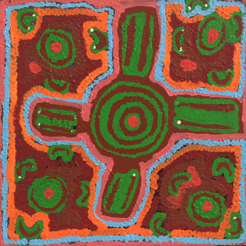 Aboriginal Artwork by Ivy Napangardi Poulson, Pikilyi Jukurrpa, 30x30cm