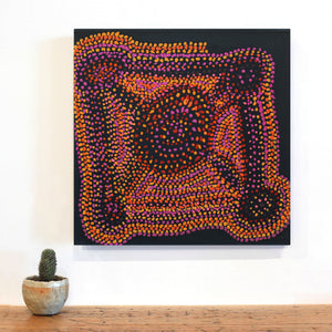 Aboriginal Artwork by Jeani Napangardi Lewis, Mina Mina Jukurrpa - Ngalyipi, 46x46cm - ART ARK®