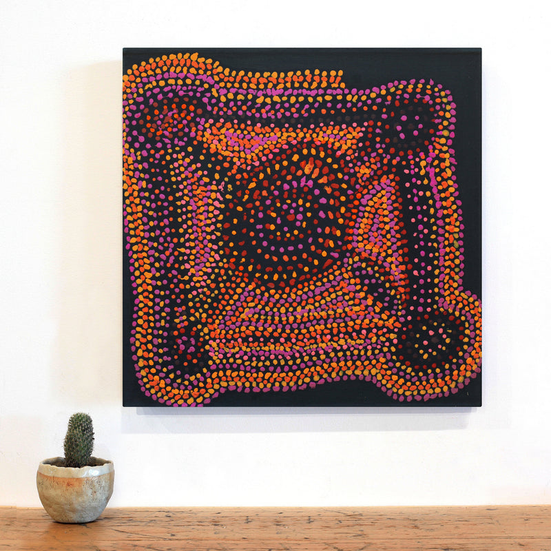 Aboriginal Artwork by Jeani Napangardi Lewis, Mina Mina Jukurrpa - Ngalyipi, 46x46cm