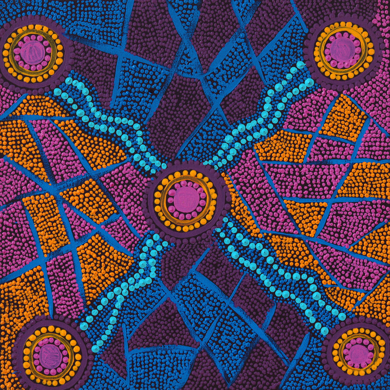 Aboriginal Artwork by Jacinta Napaljarri White, Ngapa Jukurrpa - Puyurru, 30x30cm