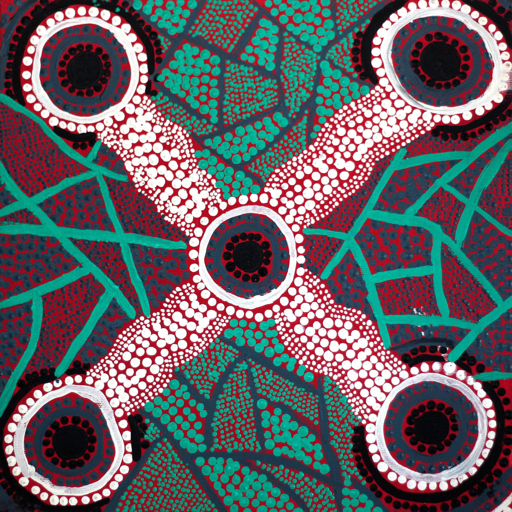 Aboriginal Artwork by Jacinta Napaljarri White, Ngapa Jukurrpa -  Puyurru, 30x30cm - ART ARK®