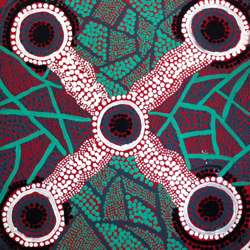 Aboriginal Artwork by Jacinta Napaljarri White, Ngapa Jukurrpa - Puyurru, 30x30cm