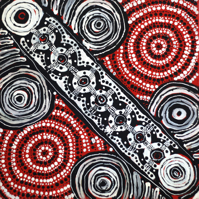 Aboriginal Artwork by Jacinta Napaljarri White, Ngapa Jukurrpa - Puyurru, 30x30cm