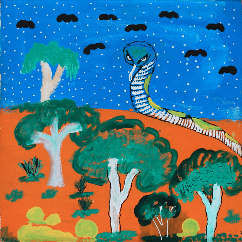Aboriginal Artwork by Jacob Japanangka Dixon, Nguru Yurntumu-wana (Country around Yuendumu), 46x46cm