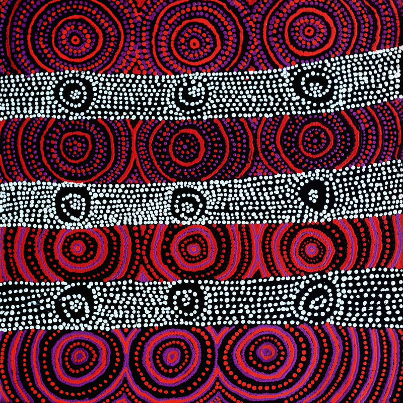Aboriginal Artwork by Jamie Lee Nampijinpa Brown, Ngapa Jukurrpa (Water Dreaming) - Mikanji, 61x61cm