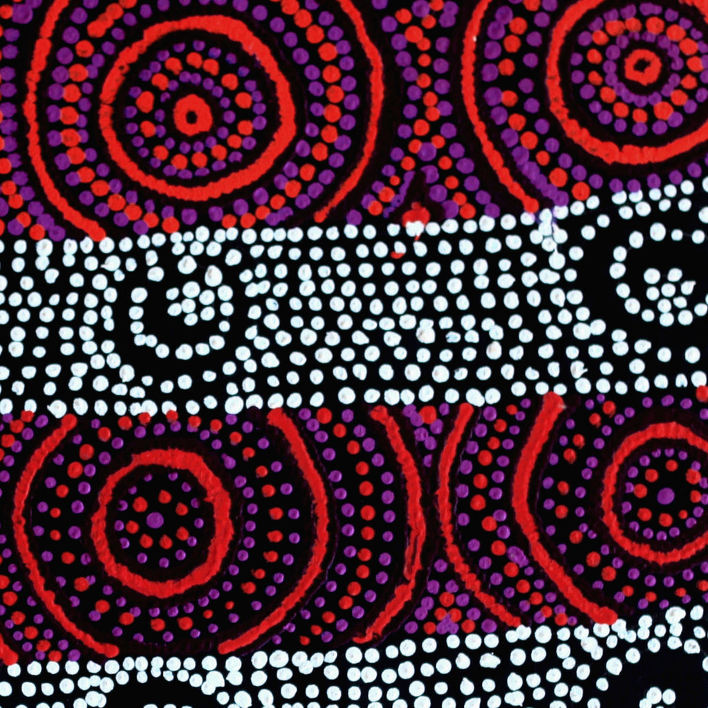 Aboriginal Artwork by Jamie Lee Nampijinpa Brown, Ngapa Jukurrpa (Water Dreaming) - Mikanji, 61x61cm