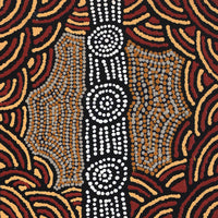 Aboriginal Artwork by Jamie Lee Nampijinpa Brown, Ngapa Jukurrpa (Water Dreaming) - Mikanji, 30x30cm